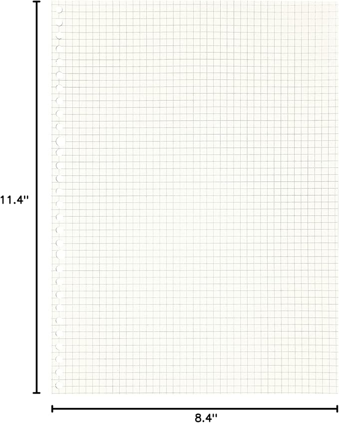 Zelten 2 Pack A4 90 Sheets/180 Pages Squared Loose Leaf Punched Paper Refills Paper for 30 Hole Binder Personal Organizer Diary Notebook Refillable Planner