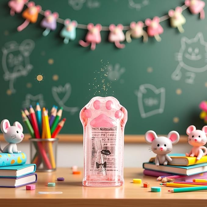 2Pcs Pink Cute Cat Paw Pencil Sharpener Kawaii School Supplies Student Prize Kids Gift Pencil Sharpener Cat Schools Supplies for Girls Cat Lovers Office School Home Writing and Correction Supplies