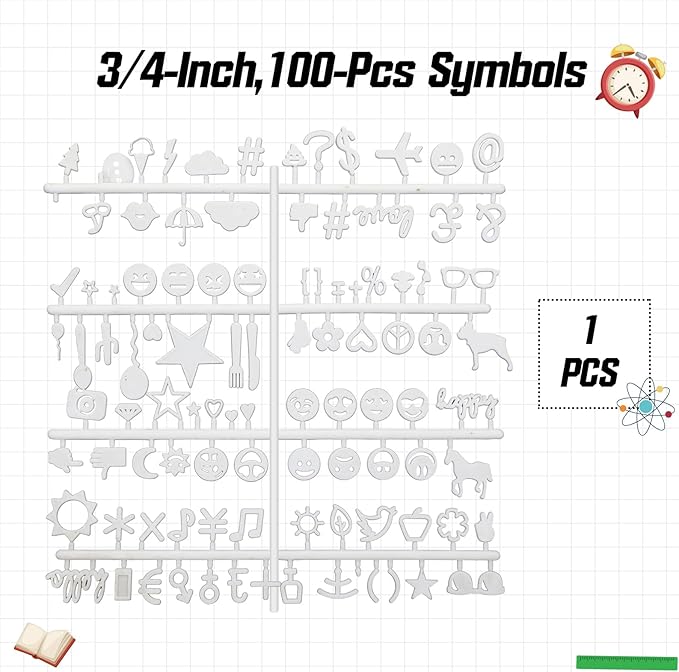 Dunzoom 390 Pieces Letter Board Letters with Plastic Organizer Box for Changeable Felt Board 3/4 White Letters, Numbers & Symbols for Felt Letterboard