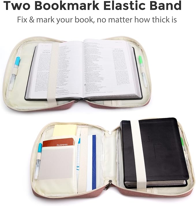 Bible Covers for Men & Women, Bible Case Carrying Church Bag with Book Stand, Bible Bag with Handle, Zipper and Multi-Pockets for Scripture Study Bible Protector