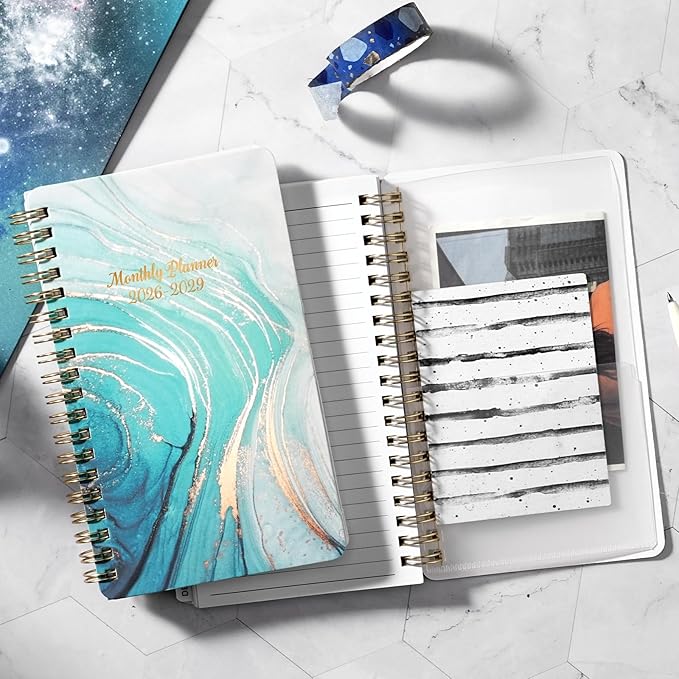 2026-2029 Pocket Planner/Calendar - 3 Year Monthly Planner 2026-2029, Jul 2026 - Jun 2029, 6.3" Γ 3.8", 36 Monthly Tabs, 8 Note Page, Twin-wire Binding, Inner Pocket, Perfect Organizer for Purse