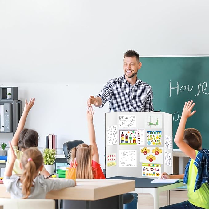 6 Pack Trifold Poster Board 48" X 36", IKAYAS Double Sided White Tri-fold Poster Boards, Science Fair Display Boards Posterboard for Mounting, Art, Display, Projects Classroom Supplies