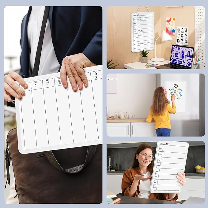 Weekly Whiteboard Calendar for Wall, Small 11" x 17" Planning Board with Plastic Frame, Hanging Dry Erase Calendar for Kitchen Planner, Home, Office