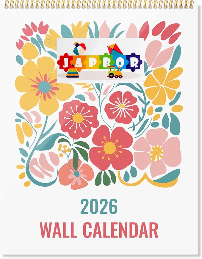 JAPBOR Wall Hanging Calendar 2026-12 Months Hanging Calendar Planner, Aesthetic Floral Flower Abstract Design Weekly Monthly Organizer for Home Office Living Room 2025-2026 (14" x 11")
