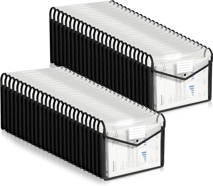 Handepo 50 PCS Plastic Expanding File Folder Bulk - Transparent Large-Capacity Portable Documents Envelopes with Snap Closure for Office, Business, School - No Dividers (White Color,A4 Size)