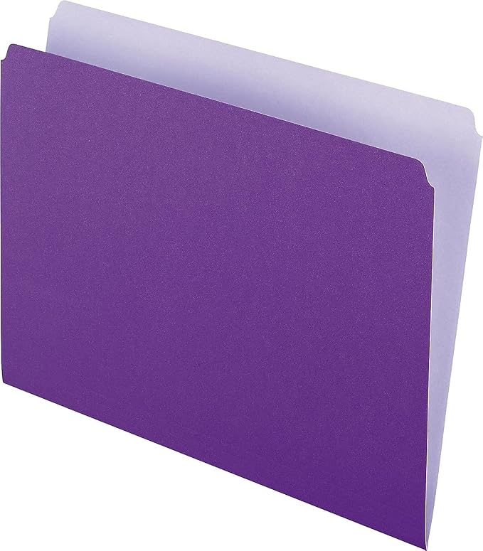 Pendaflex Two-Tone Color File Folders, Letter Size, Lavender, Straight Cut, 100/BX (152 LAV)