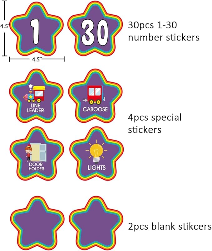 WaaHome Line Up Spots for Classroom Floor - Floor Number Stickers 1-30 for Classroom Lining 4" Removable Vinyl Line Up Stickers Dots Decals for Preschool Kindergarten Elementary School Supplies