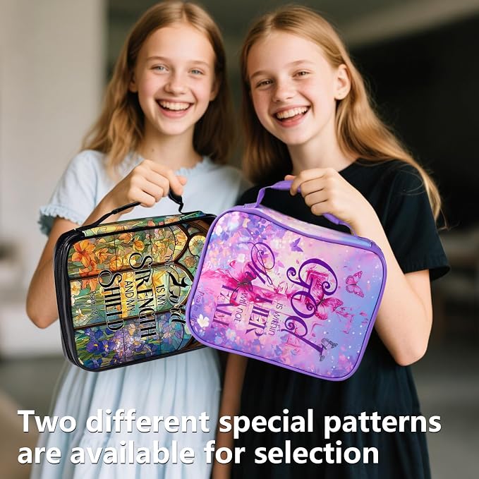 Bible Cover Case for Women Leather Bible Cases Bag Holder for Standard Size Gifts for Christmas Christian (Yellow and Purple, One Size)