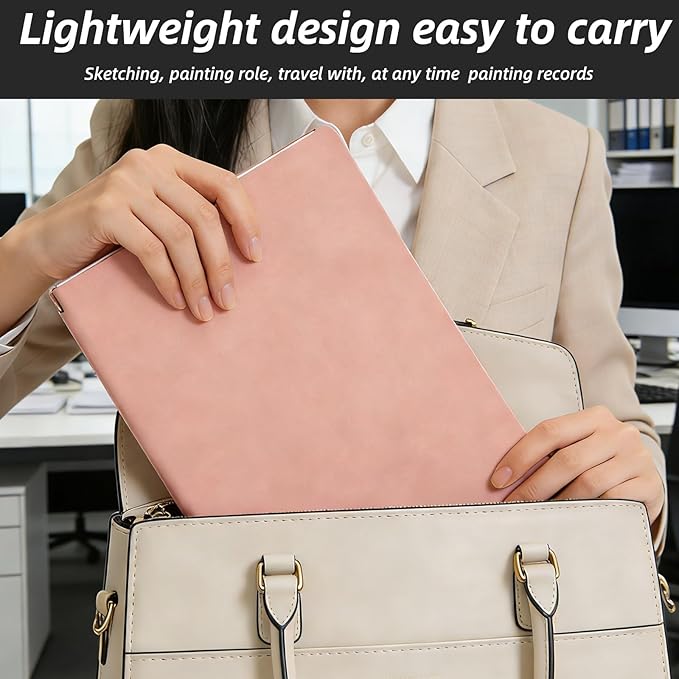 A4 Portable Whiteboard Notebook,12" x 9" Double Sided Dry Erase Board with Two Pens,Folding Reusable Writing Pad for Office Meetings,School,Planning,Travel,PU Cover(Pink)