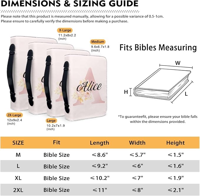 Personalized Bible Cover with Name, Custom Bible Cover Case for Women, Large Capacity Scripture Bag with Handle