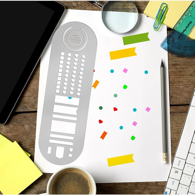 Skyygemm Stainless Steel Planner Stencils Bookmark 8 x 2.5 Inch Metal Stencil for Journaling Stainless Steel Stencils Kit Planing for Diary Template DIY Painting