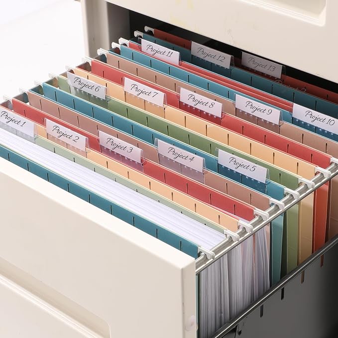 SUNEE Hanging File Folders, Retro Colors - 75 Pack, Colored File Folders Letter Size with 1/5-Cut Tabs, Ideal for Organizing Home and Office Documents
