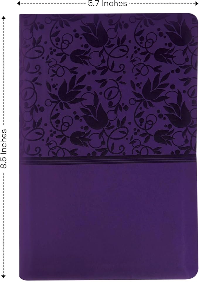 MerchSalad Personalized KJV Reference Holy Bible Purple Faux Leather Large Print Size with Index Tabs | Custom Name at the Lower Right Side | Gift for Christian & Religious Celebrations