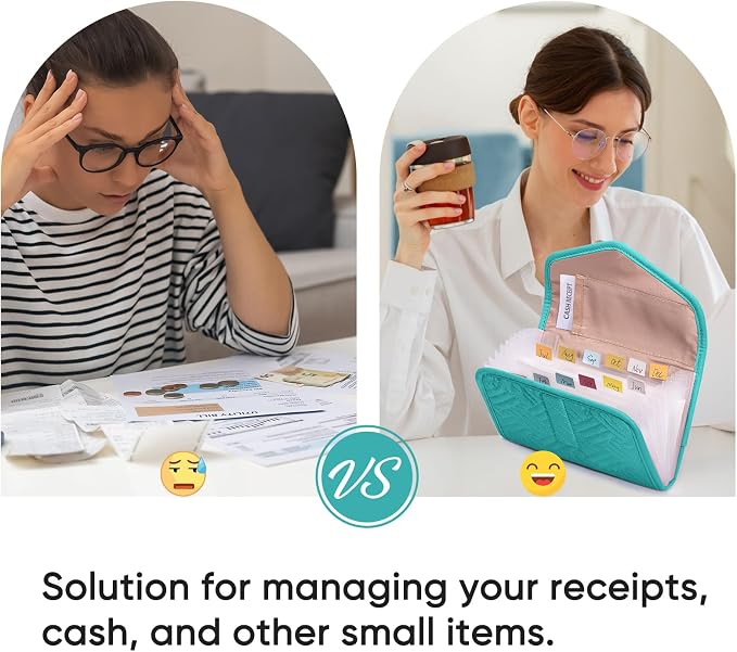 Fabric Receipt Organizer 7X5 - Receipt Holder 12 Pockets - Money Organizer - Elegant Receipt Holder - Coupon Holder - Cash Organizer - Envelope Organizer - Small Accordion File Organizer