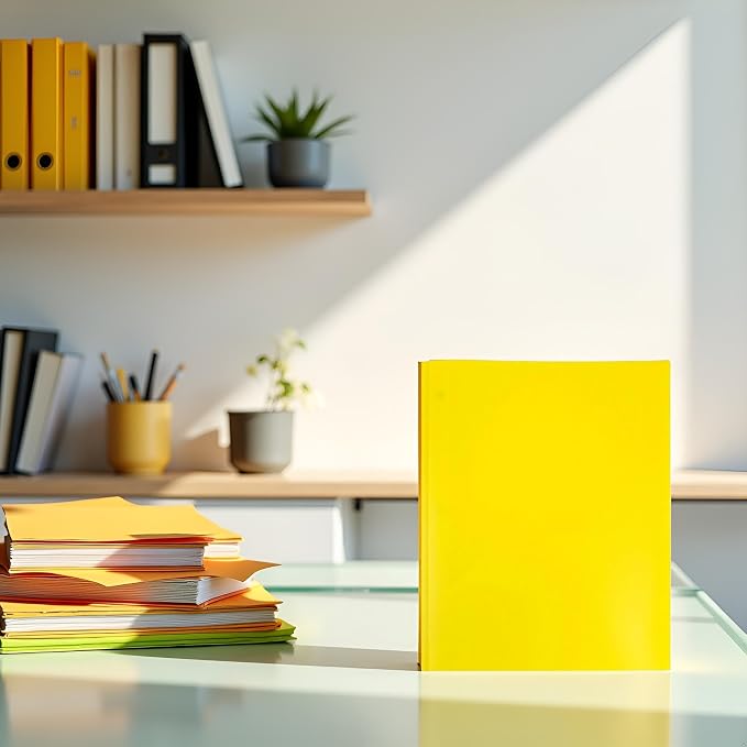 1Pcs 2Pocket Yellow Plastic Pocket Folders with Prongs,Muticolor Heavy Duty Folder Business Card Holder,Poly for School and Office, with Pockets Back to School Supplies Folders Filing Products