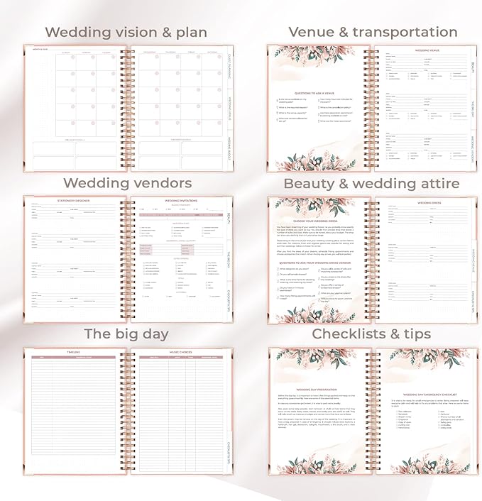 Clever Fox Wedding Planner – Notebook Organizer for Bride – Wedding Planning Binder Book with Pockets – Engagements Gift, 10x11″ (Light Pink)