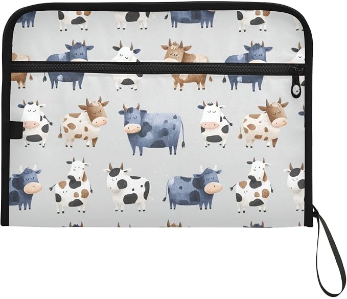 Cute Cows Accordion File Organizer Expanding Document Folder with 13 Pockets Portable File Folder for A4 Letter Size