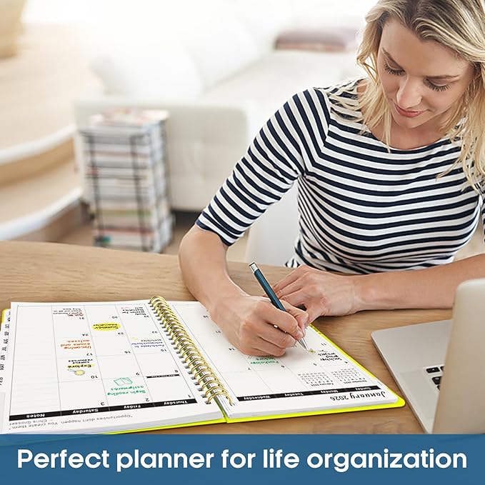 2026 Planner, Weekly and Monthly Calender Planner, Jan 2026 to Dec 2026, Hardcover 2026 Calendar Book with Tabs & Inner Pocket, Office Home School Supplies for Women & Men - A4 (8.5" x 11"), Lemon Yellow