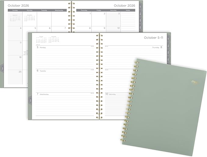 Mead 2027 Planner, Weekly & Monthly, 15-Month Oct-Dec, 8.5" x 11", Soft Grass (CRW6209327)