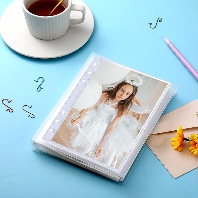 5" x 8" Clear Photo Sleeves for 6 Ring Binder, Index Card Storage, 50 Pcs Double-Sided Archival Photo Page Protectors, Top Loading Photo Sheet Protector for Photos, Postcards, Seed Packets