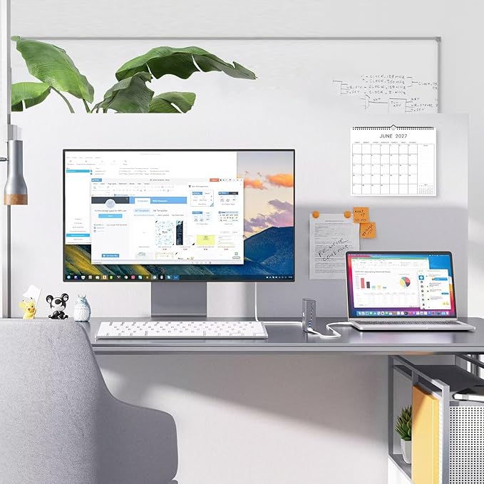 2026 Wall Calendar, 12 Month 14.8”x11.5” Year Monthly Organizer from January 2026-2027 Horizontal Blank Simple Spiral Bound Wire Hanging Calendar w/ Lines for Family, Home, Kitchen, Office White1