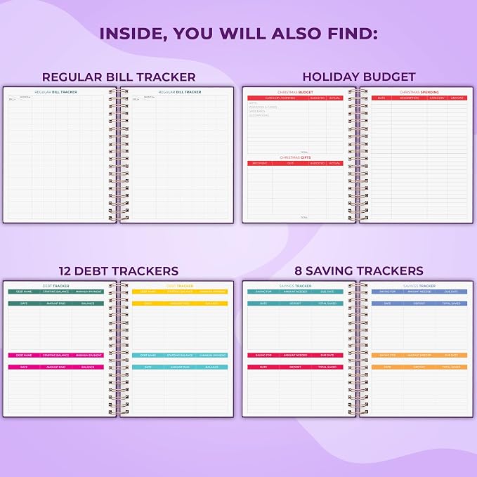 Clever Fox Budget Planner & Monthly Bill Organizer With Pockets. Expense Tracker, Budgeting Journal & Financial Book. Large, 8x9.5" (Purple)