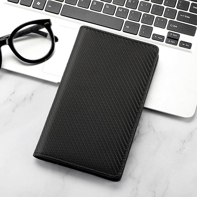 MaxGear Business Card Organizer, 240 Cards Book Portable Business Card Holder for Men & Women, Professional PU Credit Cards Binder File Storage, Black Carbon