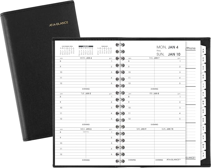 AT-A-GLANCE 2027 Refillable Planner Weekly Appointment Book, 3.25" x 6.25", Pocket Size, Hourly, Black (700080527)