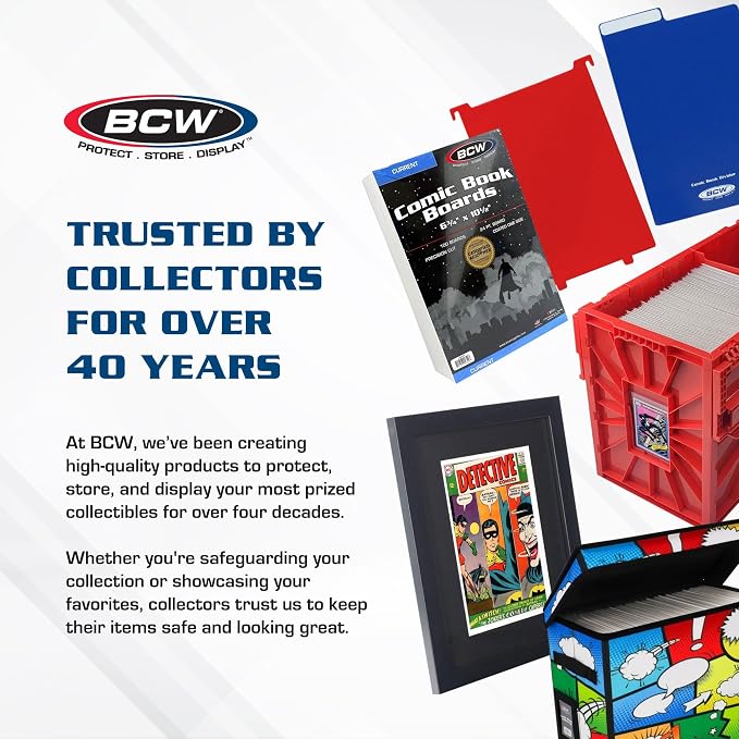 BCW Comic Bin, Black - Holds 150 Comics, Acid Free Storage and Organizer, Heavy Duty Plastic, Stackable, Includes Partition