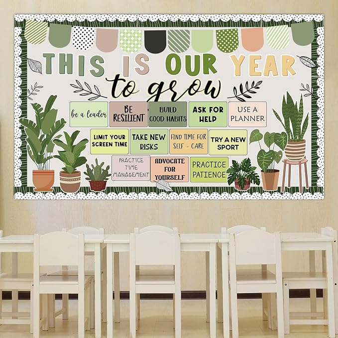gisgfim This is Your Year Bulletin Board Decorations Greenery Plant Paper Cutouts Eucalyptus Inspirational Bulletin Board Set for Welcome Back to School Nursery Chalkboard Door Wall Decor Supplies