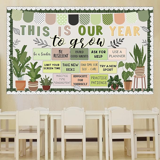 gisgfim This is Your Year Bulletin Board Decorations Greenery Plant Paper Cutouts Eucalyptus Inspirational Bulletin Board Set for Welcome Back to School Nursery Chalkboard Door Wall Decor Supplies