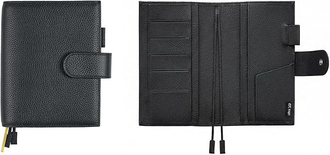A6 Genuine Leather Techo Notebook Cover Compatible With Hobonichi Original Stalogy Midori MD With 5 Card Slots Pen Loop Bookmarks Back Pocket