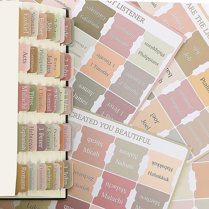 Mr. Pen- Bible Tabs, 75 Boho Theme Laminated Tabs for Women and Men, Tabs for Study Bible, Large Print Bible Index Tabs, Book Labels, Mr. Pen Bible Tabs