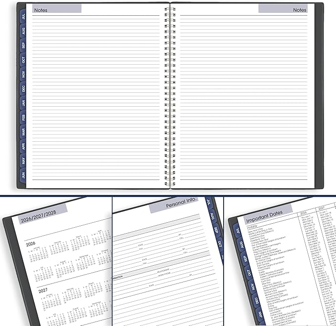 AT-A-GLANCE Planner 2026-2027 Weekly & Monthly Academic 12-Month July-June, 8-1/2" x 11", DayMinder, Charcoal (AYC54545)
