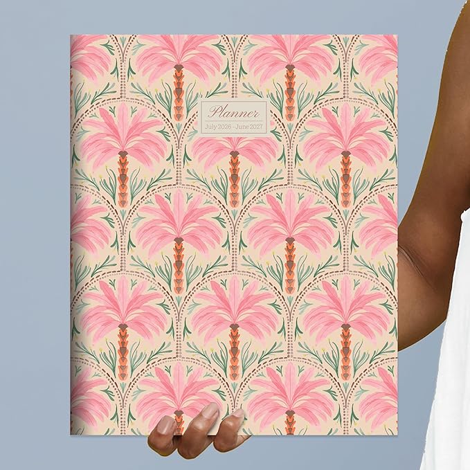 TF Publishing July 2026 - June 2027 Exotic Palms Large Monthly Planner with Thick Paper - 12 Month Academic Planner 2026-2027 with 2-Page Spreads, Large Calendar Grids and Prompts - 9in x 11in