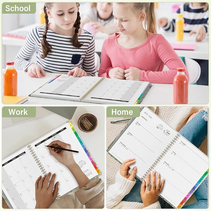 Academic Planner 2026–2027, A4 Hardcover Weekly Monthly Planner, Large 8.5" x 11" School Year Planner July 2026 to July 2027, with Bookmark, Pocket Folder and Sticky Notes, Garden Flowers