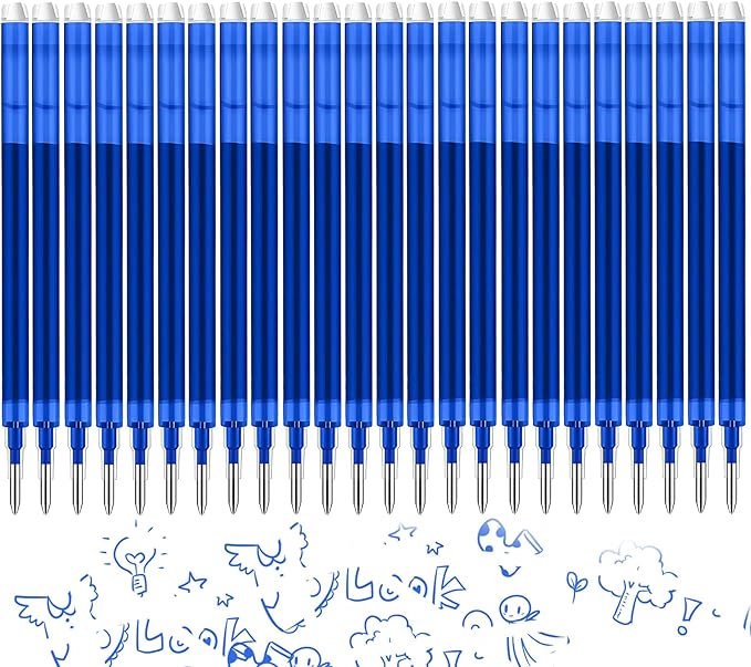 0.7 mm Erasable Gel Ink Pen Refills Compatible with Frixion Friction, Smooth Writing Multicolor Retractable Fine Point Pen Refill for School Office Home Art (Blue, 24)