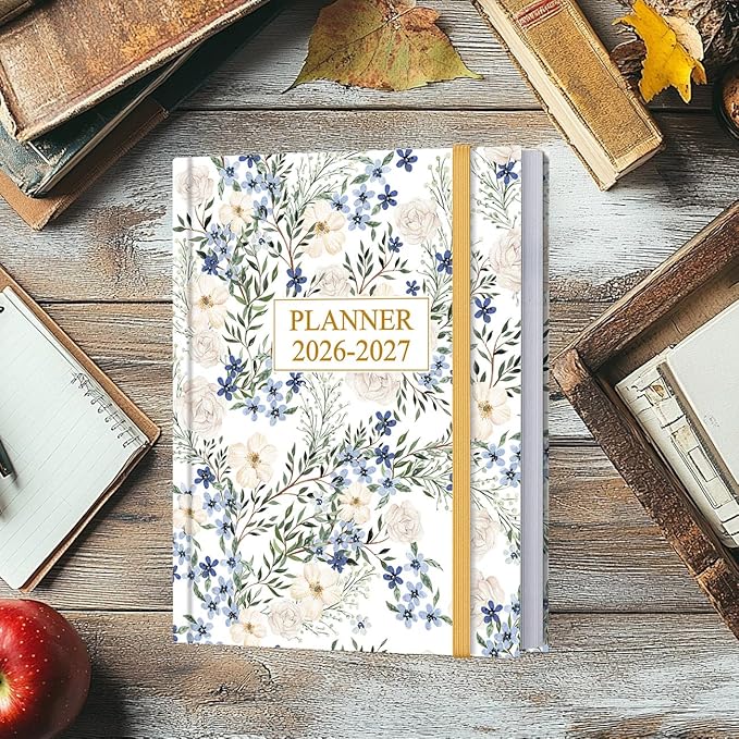 Planner 2026-2027 - 8.5'' × 11'' Weekly & Monthly Planner from July 2026 to June 2027, Large Planners 2026-2027 with Perfect Organizer, Hardcover, Inner Pocket, Crushed Flower
