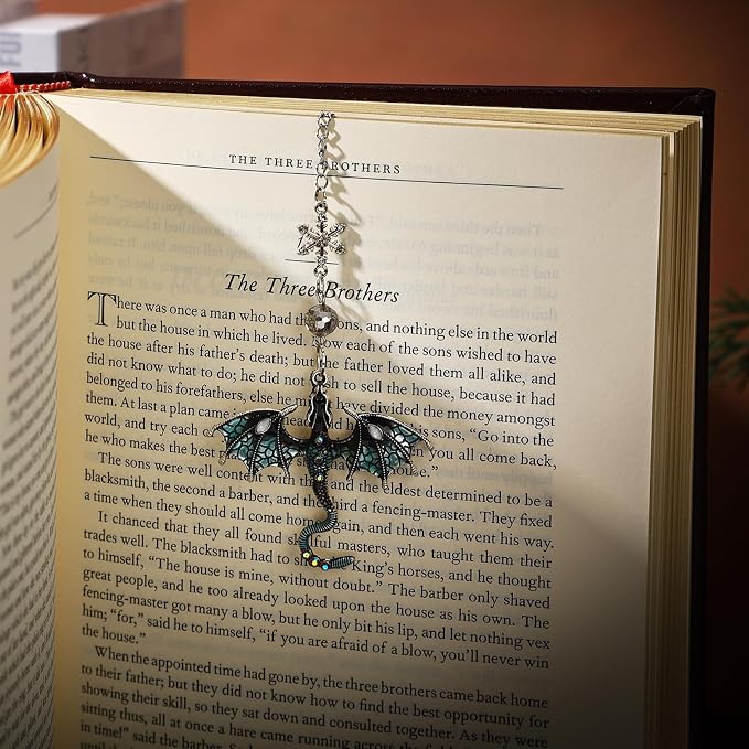 Vintage 4th Wing Blue Dragon Bookmark, with Sword Pendant Wings of Fire, Cool, Unique Bookmarks for Reading Women, Men, Book Lovers, Girls, Teens, Teachers and Students