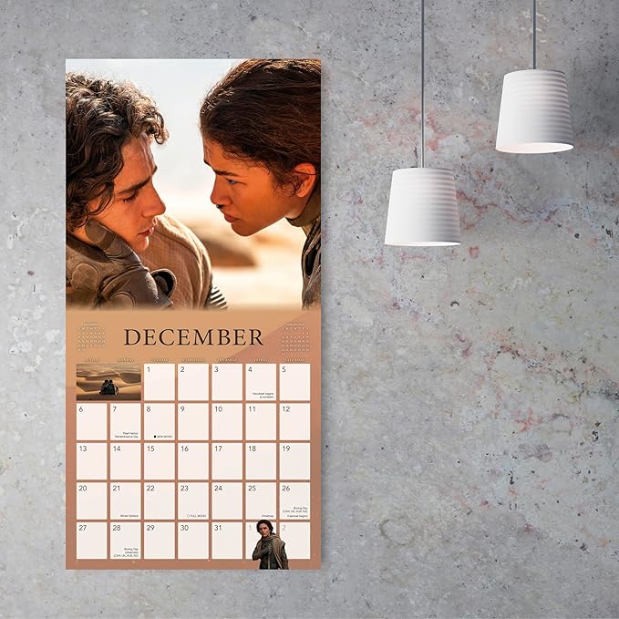 Dune 2026 Wall Calendar, 12-Month Sci-Fi Fantasy Movie Art Calendar, 12" x 12", 2026 Wall Planner and Organizer with Large Grids for Home or Office, Epic Sci-Fi Art