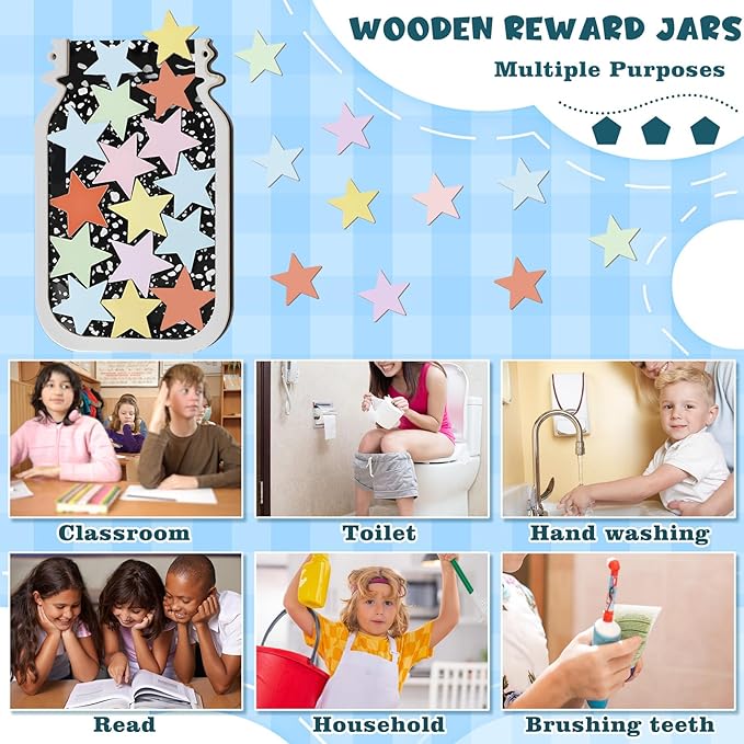Tinlade Magnetic Reward Jar Composition Notebook Theme Star Jar Reward System Classroom Board Incentive Supplies with Stars Home Chore Chart Good Behavior Management Tools Back to School Must Haves