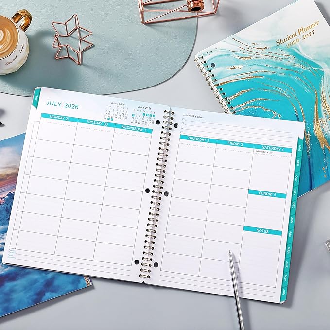 Student Planner 2026-2027, July 2026 to June 2027, 9" x 11", Monthly and Weekly School Planner 2026-2027, Stickers, Perfect Organizer - Blue