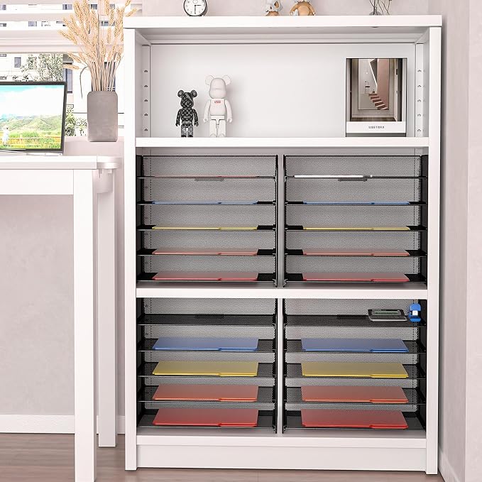 A4/Legal/Letter Size,5 Tier Mesh Letter Tray File Organizer,15.2 x 9.5 x 13.4 inches,Office File Folder Holder,Space Saving,Black