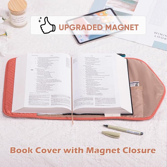 APLUFINE Reusable Book Cover with Magnet Closure - Adjustable Book Sleeve for Book Lovers Gift - Book Protector for Paperback -Book Covers for Hardcover - Book Pouch - Book Carrier