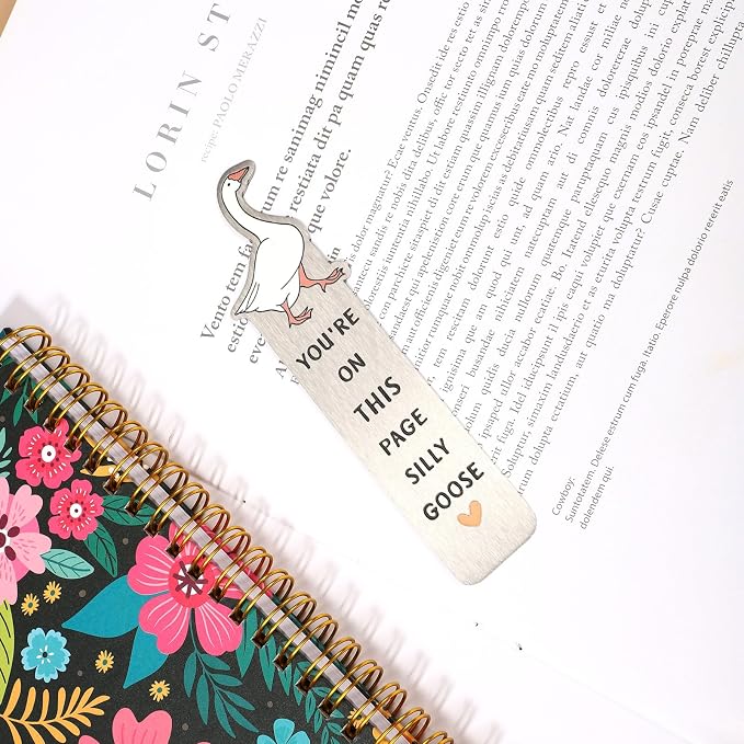 Silly Goose Bookmark, Stainless Steel Funny Silly Goose Book Marks Practical Reading Accessories Supplies for Bookish Gift Women Men Kids Teens
