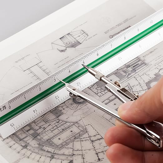 Mr. Pen Architectural Scale Ruler, 12 Inch, White, Contractor's Scaling Ruler, Drawing & Drafting Tool