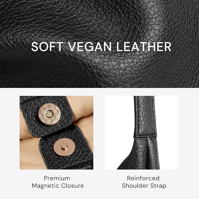 Hobo Bag for Women, Large Slouchy Shoulder Bag, Soft Vegan Leather Everyday Tote Purse, Stylish Handbag Fits 13.6'' Laptop