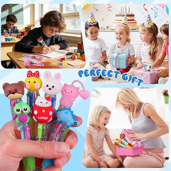 26Pcs Mini Multicolor Pen in One 4-in-1 Cute Pens Bulk,Kawaii Ballpoint Pens for Classroom Gifts Birthdays and Parties