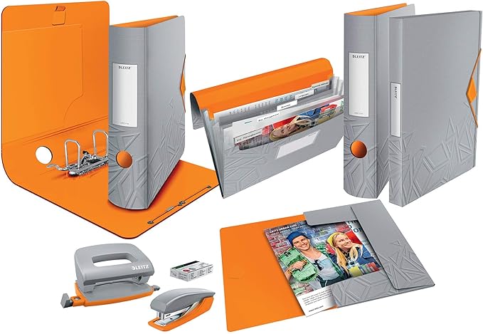 Leitz Mini Stapler & Hole Punch Set, Staple or Punch up to 10 sheets, Includes Staples, Urban Chic Range, Blue/Black, 55996088