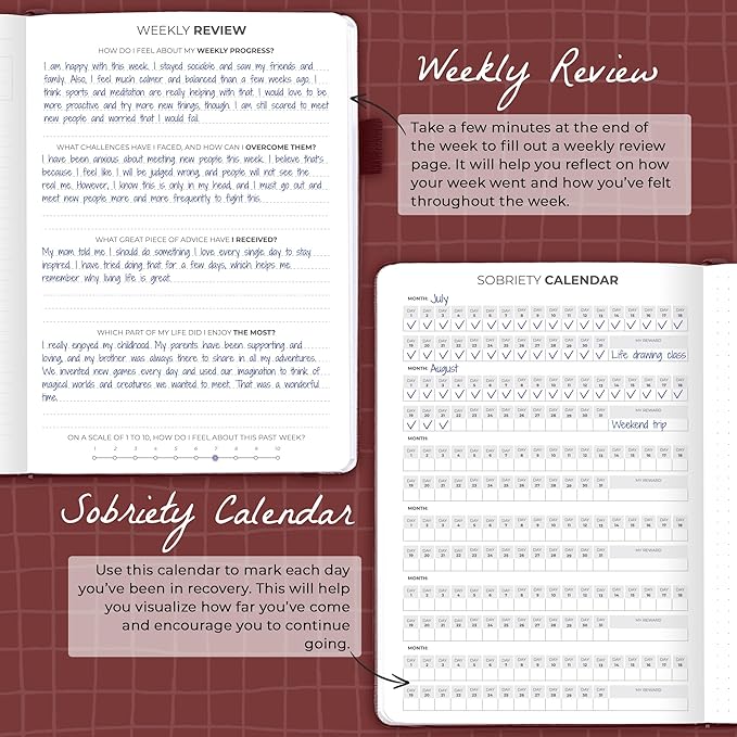 Clever Fox Addiction Recovery Journal – Addiction Treatment Planner & Workbook – Daily Sobriety Journal for Recovery Progress, A5 (Burgundy)